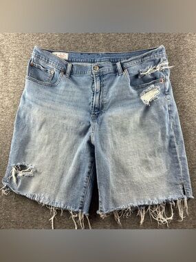 Gap 9" High Rise Distressed Denim Bermuda Shorts Women's Size 34/18R